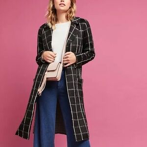 Anthropologie Michael Stars plaid windowpane long duster/coat